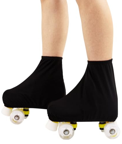 ALNKDH 1 Pair Skate Boot Covers,Figure Skating or Sport Skating Skate Cover,Protective and Stylish Spandex Protection for Roller or Ice Skate Boots,Skating Cover for Kids Youth Adults ﻿(Black, L)