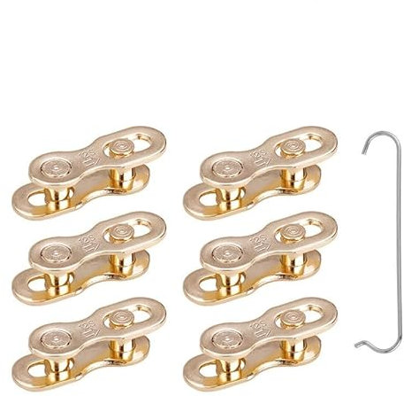 Hrlace 6 Paar Kettenverschlussglieder Kettenschlösser für Fahrradkette Fahrrad Missing Link Stahlkettengelenk Fahrradzubehör Wiederverwendbare für Mountainbike Rennrad Kette Gold 12 Speed