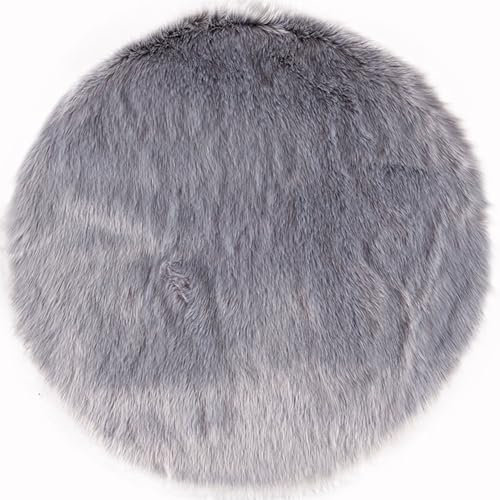Künstliche Schaffell Teppich Kunstfell Dekofell Weiß Grau Matte Sitzkissen Teppiche, Weich und Kuschelig(1,110cm/43in)