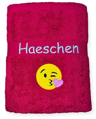 Generisch Smiley Handtuch mit Name Sauna Wellness Duschtuch Saunatuch Geschenk Sportler