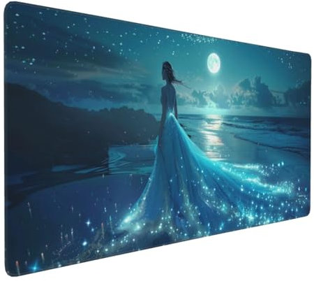 Large Mouse Pad 900x400x4mm Moon Gaming Mouse Mat Woman XL Mousepad Anti-Fray Stitched Edges with Non-Slip Rubber Base,Ergonomic Mouse Pad Extended Desk Mat,for Home Office Accessories PC,Laptop