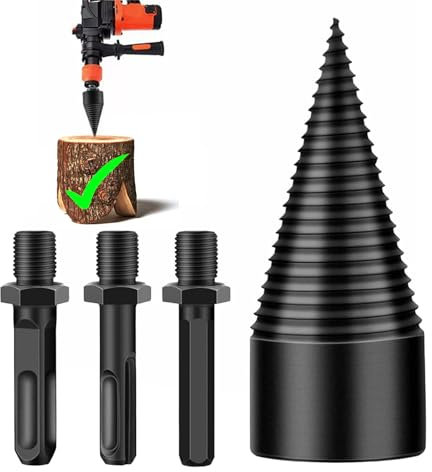 Ceeyoll Punta Conica Spaccalegna,VCono per Trapano per Spaccalegna, 32mm Cono per Vite Spaccalegna,s paccalegna usato Spaccalegna Manuale, con 3 Manici per Trapano Adatto per il taglio del legno.
