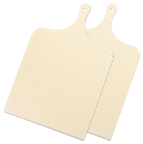 QUARKZMAN Planche à Pizza en Bois 38 x 26 x 0.6 cm, Pelle à Pizza en Bouleau, Ustensiles de Cuisine avec Manche pour Disposer les Pizzas Lot de 2, M
