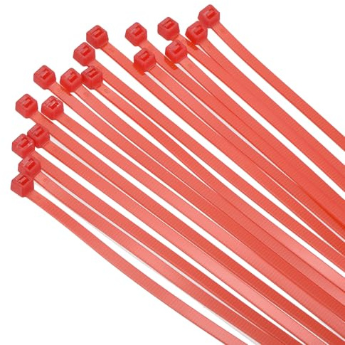 sourcing map 100PCS Cable Zip Ties 13.5 Inch, Self-Locking Nylon Wire Ties with 50 lbs Tensile Strength for Indoor and Outdoor, Red