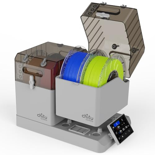 Chitu Systems E1 Filament Trockner – 4 Spulen 2 Kammern für 3D Drucker | 2 unabhängige Temperaturkammern für 4 Spulen, 10% energiesparender, Kompatibel mit Bambu Lab AMS Lite