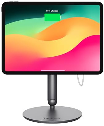 LULULOOK Actualización Soporte magnético de Carga inalámbrica para iPad Pro 11'' 1/2/3/4th,iPad Air 10.9'' 4/5th,Soporte Plegable de Aluminio Base giratoria de 360° para iPad Air 11'' M4/M3/M2