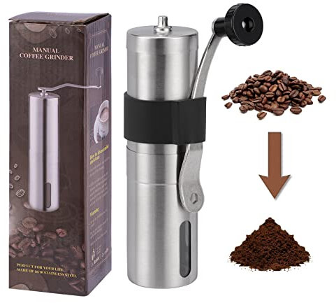 Cretosou Molinillo de Café Manual Coffee Grinder, Aeropress Molinillo de Café Portátil de Manivela Moledor de Cafe, Coffee Grinder en Acero Inoxidable Molinillo Cafe Manual