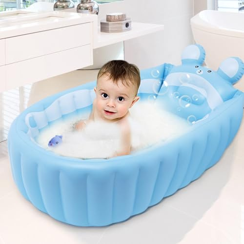 Aufblasbare Badewanne Baby, Babybadewanne Babywanne Aufblasbar, Reise Tragbare Babybadewanne Für Dusche Kinder, Anti-Rutsch Kinder Badewann Für 0-6 Jahre