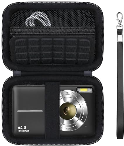 Supmay Funda de Transporte para IXNAIQY/para VAHOIALD/para la cámara Digital Kodak PIXPRO FZ55 FZ45, Funda de Viaje para cámaras Digitales compactas con Bolsillo de Malla para la batería, Negro
