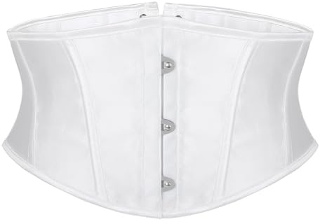 JasGood Korsettbälte för kvinnor underbust boned lace up waspie bälte renässans steampunk pirat halloween cosplay korsettbälte, Vit, Fit Taillengröße 80cm-91cm