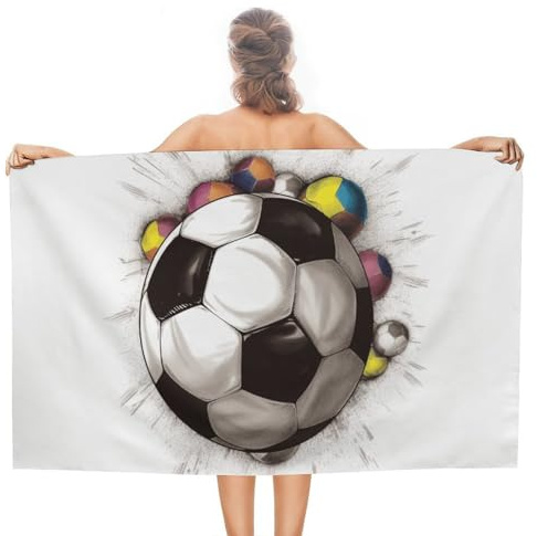 QMNBTES Toallas de playa de dibujo de fútbol de gran tamaño, 51 x 31 pulgadas, toallas de baño de secado rápido, sin arena, toalla de piscina súper absorbente, toalla turca de viaje para adultos