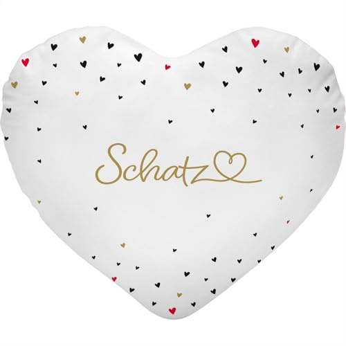 GRUSS & CO Plüschkissen mit Motiv Schatz | Herzkissen, 30 cm x 28 cm, Wendemotiv, Polyester | Liebe, Valentinstag, Geschenkidee | 74452