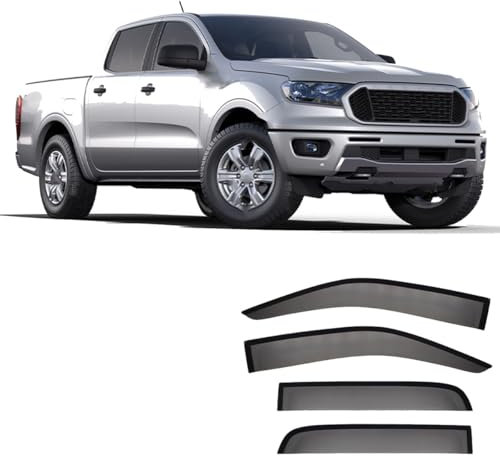 YDLYDL Autofenster Regenschutz für Ford Ranger MK4-P375 2019-2023, Regenabweiser Windabweiser Schwarz Sonnenschutz Autofenster zubehör