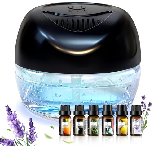 ap airpleasure Water Based Air Purifier with Essential Oil Diffuser Pack, Air Washer with 7 Color LED Night Light, Air Revitalizer Includes 6x10ml Essential Oil Aroma Diffuser for Home, Office, Pet