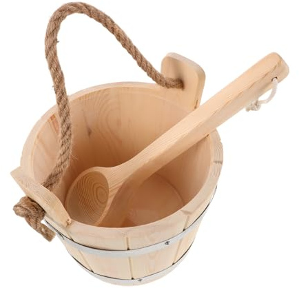 BESPORTBLE Seau pour Sauna avec Louche à Haute Température Poignée Portable pour Spa Bain Vapeur et Arrosage Jardin