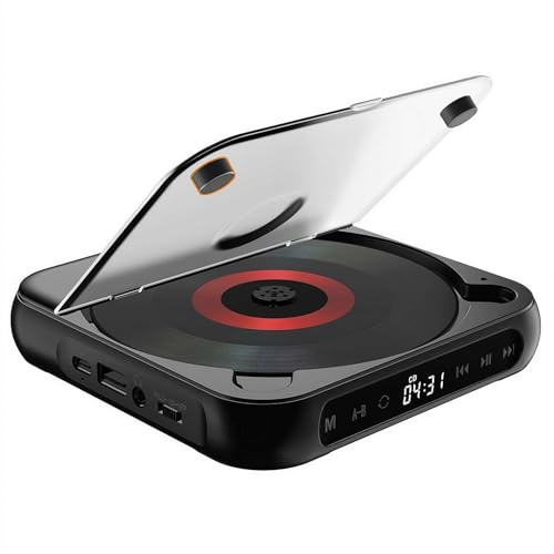Lecteur CD portable avec Bluetooth 5.3 rechargeable Walkman lecteur CD pour maison/voiture, haut-parleurs HiFi intégrés, écouteurs, écran LCD, prend en charge CD/AUX/USB et modes répétitifs