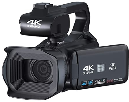 Full 4K UHD 60FPS Videocámara Vintage For Transmisión En Vivo Vlog 18X 64MP Cámara De Video Grabadora Digital Pantalla Giratoria 4  Imágenes Nítidas Detalladas(With 16G SD Card,Only Camcorder)