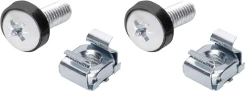 DIGITUS DN-19 SET-S – M6 Schrauben & Käfigmuttern – 50 Stück Set – Montageschrauben für Serverschrank, AV Rack, 19 Zoll / 10 Zoll Netzwerkschrank – Montagesatz – Silber (Packung mit 2)