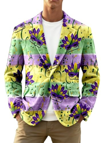 Blazer Uomo Casual, Giacca in Corduroy con Paillettes Glitter per Uomo per Occasioni Speciali, Feste e Serate