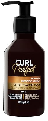 Curl Perfect Deliplus fix 3 hår lockaktivator gel | lämplig för curly metod | flaska 200 ml