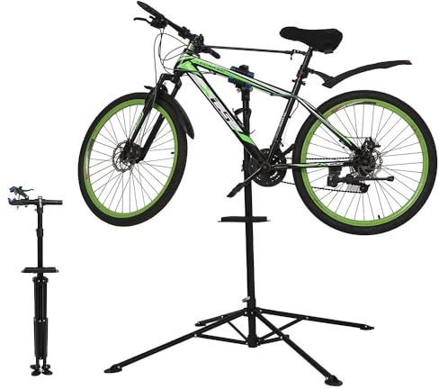 Mucola Fahrrad Montageständer 360° drehbar höhenverstellbar bis 200 cm – Reparaturständer aus Stahl mit Schnellspannklemme & Werkzeugablage – Zentrierständer für MTB E-Bike Rennrad Werkstatt