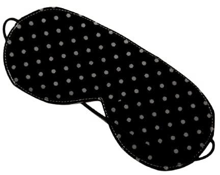 Schlafbrille Cordstoff - GRAUE PUNKTE AUF SCHWARZ - mit Gummiband - waschbar - Schlafmaske/Augenmaske/Nachtmaske - aus Baumwollstoff/Baumwolle