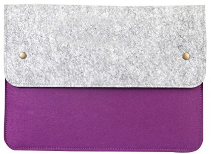 LaoZan Felt Briefcase Handbag Soft Slim Protective Bag Laptop Sleeve for 11.6-15.4 Inch Macbook/Dell/Lenovo/Ultrabook Netbook 11.6 Gray Purple