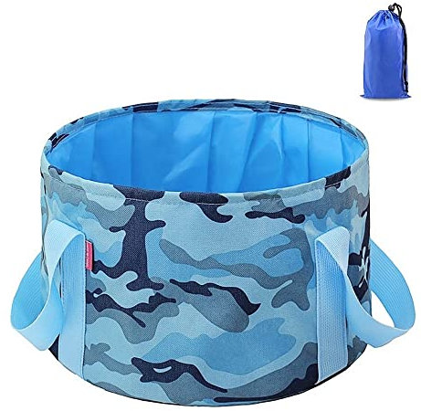 Apanphy® Pieghevole portatile Secchio multiuso,Fit in campeggio, sport all'aria aperta, l'uso di casa, auto lavaggio,secchio d'acqua 15L Capacità, Leggero e facile da trasportare, Camouflage blu
