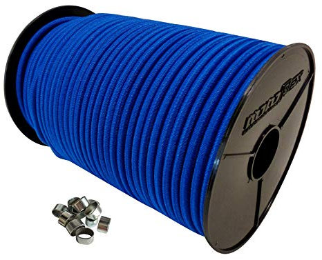 10mm 40m Expanderseil Gummiseil + 10 Würgeklemmen mit PE Mantel Gummileine Planenseil Seil Plane in Blau
