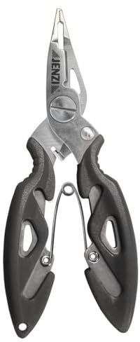 Eine Schere für geflochtene und monofile Schnüre von Jenzi & Splitringfunktion für Micro-Splitringe + gratis Petri Heil! Aufkleber