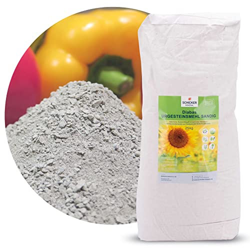 Schicker Mineral Diabas Urgesteinsmehl sandig 25 kg, Lava Gesteinsmehl 0-2 mm versorgt Garten und Boden natürlich mit Mineralien, 100% Naturprodukt, Bodenhilfsstoff, Bodenverbesserer, Fibl gelistet