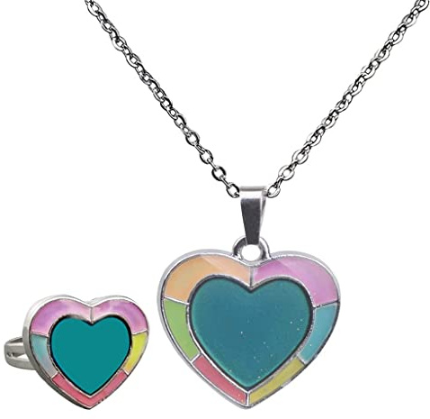 Baoblaze Stimmungskette Stimmungsring (Anhänger verändert die Farbe) für Damen Halsband Halskette