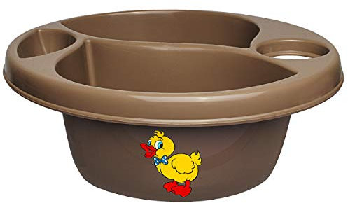 alles-meine.de GmbH 3 Kammer - Schüssel/Waschschüssel/Kinderwaschbecken - braun - Dunkelbraun Tiere - Ente Bieco - mit Seifenablage - Organizer - Reinigungsmittel Aufbewa..
