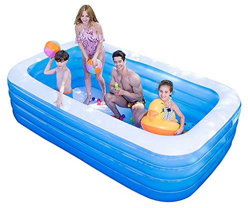 ZHDDM Jardin D'extérieur Rectangulaire Piscine Gonflable Familiale Pagayer Idéal pour Tous Les Enfants, Enfants et Adultes - Options de Tailles Multiples