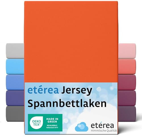 etérea Jersey Spannbettlaken 90x200cm - 100x200cm Orange bis 25 cm Höhe - 100% Baumwolle Spannbetttuch Oekotex - Bed Sheets Leintuch Bettbezug - Bettlaken 90x200 cm - 100x200 cm - Terra