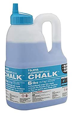 Tajima Micro Chalk - Fluorescent Blue 6-lbs (2.7kg) Ultra-Fine Snap-Line Chalk with Durable Bottle & Easy-Fill Nozzle - PLC2-FB2700