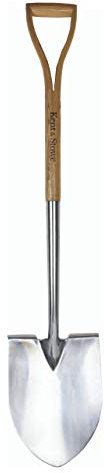 Kent & Stowe Vanga a punta in acciaio inox, stile tradizionale, con gambo allungato e gambo grande, attrezzi da giardino tutto l'anno in acciaio inossidabile e legno di frassino