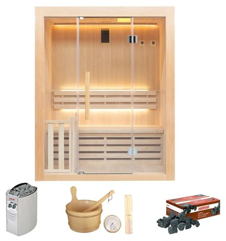 France Sauna - SN-SENSE-3PK - Traditionell Sense bastu - ångteknik - 100% kanadensiskt gran trä - säkert glas - 3 platser komplett förpackning