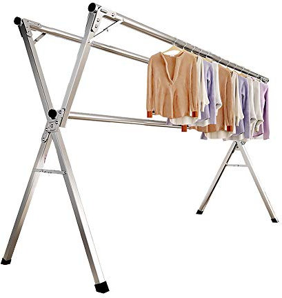 AIODE Clothes Drying Rack for Laundry Foldable, 94.5 inch Stainless Steel Pool Towel Rack Outdoor Free Standing Clothing Hanger Indoor