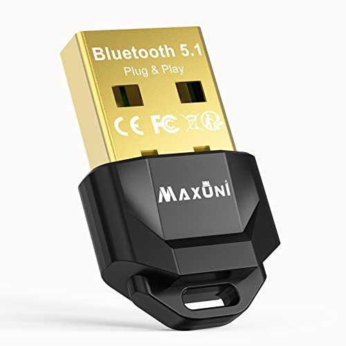 Maxuni Clé Bluetooth USB, Dongle Bluetooth 5.1, Adaptateur Bluetooth pour PC, Smartphone, Tablette, Casque, Souris, Clavier, Compatible avec Windows 10/11 (Brancher et Jouer)