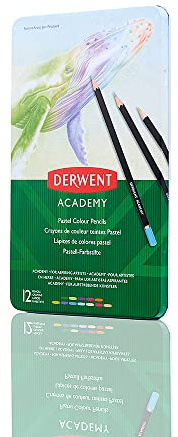 Derwent Academy Pastellstifte, 12er Set in Dose, Für Aufstrebende Künstler, Buntstifte in Pastellfarben, Ideal zum Malen und Zeichnen, Pastellfarben Stifte in Premium Qualität, 2306022