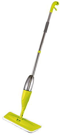 Ewbank 5PKUK 5 in 1 Universal Spray Mop Set, Easy Fill 380ml Liquid Container, Lightweight, Interchangable Heads Hard Floor Sweeper, Microfiber Pad, Triangle Head, Flat Head, Green