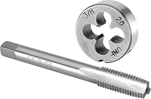 Burkit 3/8 Zoll-20 UN Gewindebohrer und Schneideisen Set Rechtshänder, 3/8 x 20 UN Maschinengewindebohrer und runde Schneideisen