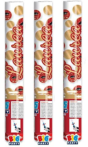 3x Cannone Tubo Sparacoriandoli CORIANDOLI con coriandoli dischetti Rossi e Oro Lucido - TUBO da 30cm - ideale per la festa il party di laurea, del LAUREATO o della LAUREATA