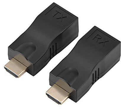 Akozon Convertitore da HDMI a RJ45, 2x Network Extender Cable Extender Converter Ripetitore 30m su CAT-5e CAT6 Adattatore di conversione singolo Lossless 30M 4k * 2k Supporta HDMI1.4 3D 10