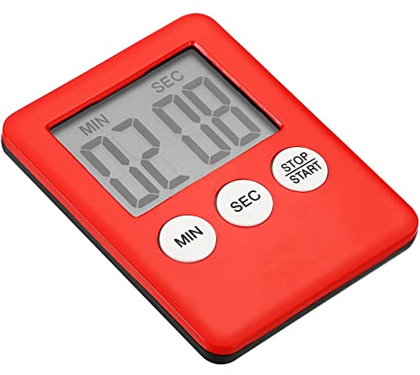 PATIKIL Digital Timer, 1Pcs Small Count Down/UP Clock with Magnetic, Big LCD Display Loud Sounds Minute Second Kitchen Timer for Games, Cooking, Red