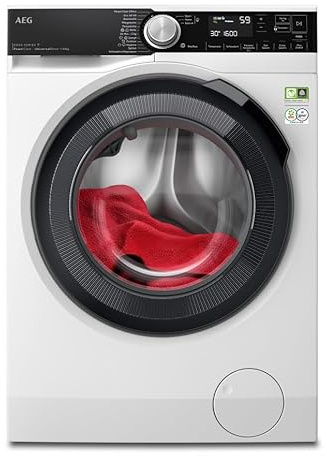 AEG Waschmaschine, PowerCare: Vormisch-Technologie 8kg-in-59Min Waschen, 10 kg, Mengenautomatik, WiFi, Nachlege- & Auffrischfunktion, Wasserstopp, 1600 U/min, Leise, Frontlader, LR8E80600