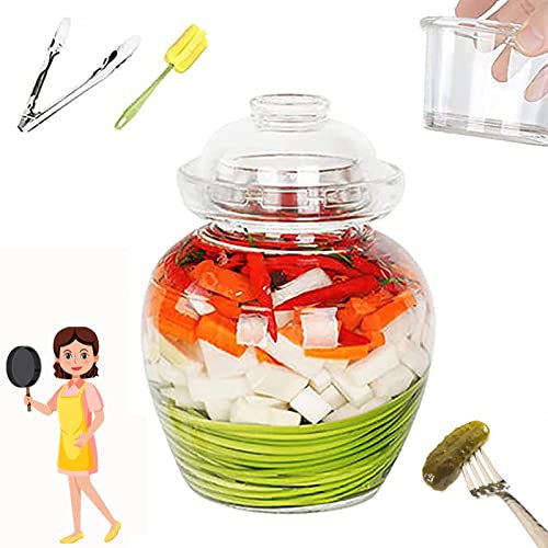 OCAZI Fermenting Jars Sealed Pickling Jar Kimchi Containers with Lids Thicken Fermentation Jar, Good Air Tightness Pickle Jar Clear Glass Kimchi Jar for Pickling Vegetables/Wine Brewing 5L