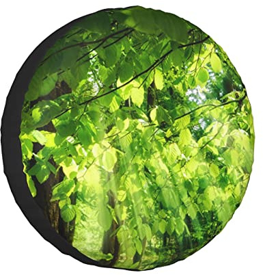 831 Funda De Llanta De Repuesto Árbol De Sombra Verde Cubiertas De Las Ruedas Durable Coche Vehículo Rueda Funda Portátil Cubierta para Rueda De Repuesto Universal para Todoterreno Remolques Camión L