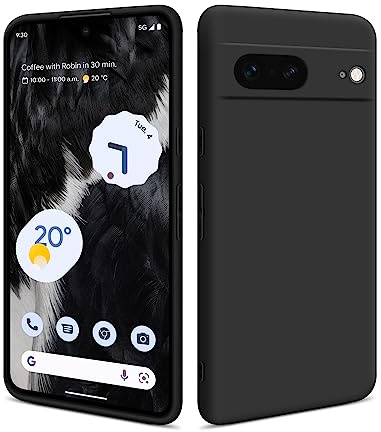HSP Hülle für Google Pixel 7, Silikon Handyhülle, Dünn Case, Slim, Schwarz | Kameraschutz, matt, passgenaue Aussparungen, erhöhte Ränder, Handy Schutzhülle, Silikonhülle, Phone Cover, Silicone